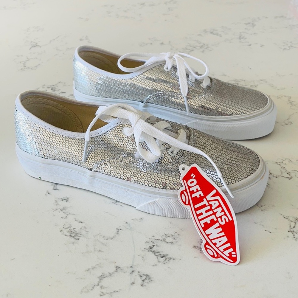 Vans Micro Silver Sequin Skate Vans - Picture 5 of 12